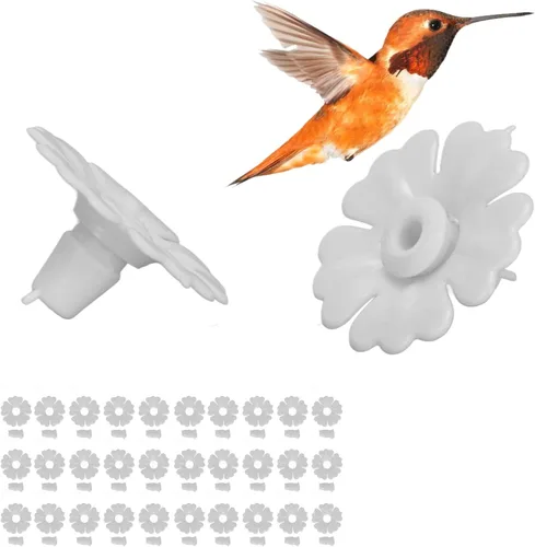 Miniatura 11 de Juego de 30 alimentadores de colibríes de repuesto para suministros de flores, piezas de alimentación, pétalos, alimentador de agua, accesorios
