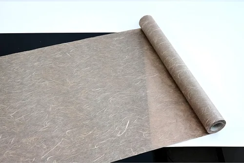 Miniatura 2 de Papel de morera coreano HanJi con textura de fibra natural, envoltura de regalo, papel tapiz decorativo UnYong-Ji rollo marrón 21.3 in x 65.6 ft