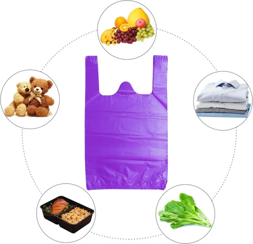Miniatura 7 de LazyMe Bolsas de plástico para camisetas, bolsas de plástico para negocio, bolsas de plástico de 12 x 20 pulgadas con asas para comestibles