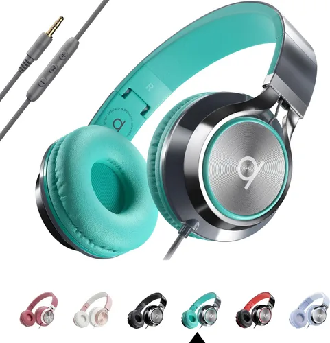 Miniatura 12 de Artix CL750 audífonos plegables con aislamiento de sonido, supraaurales, con cable, con micrófono y control de volumen, audífonos estéreo