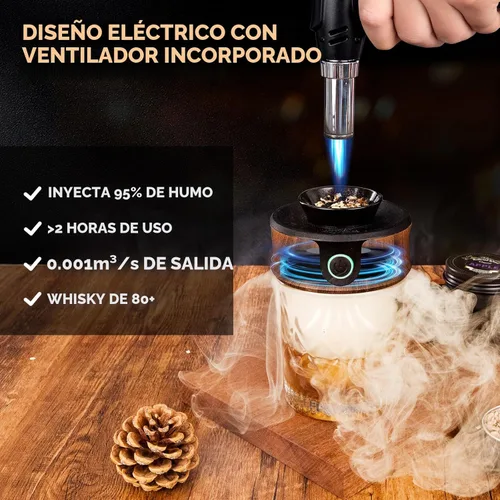 Miniatura 3 de Kit de ahumador de whisky eléctrico con antorcha, los mejores regalos de whisky para hombres, 6 astillas de madera – Infundir ricos sabores ahumados
