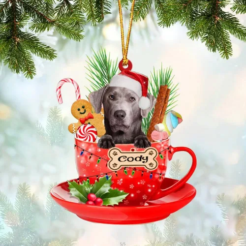 Miniatura 44 de NAZENTI Adorno personalizado de Alaskan Malamute en taza roja, adorno de Navidad personalizado para perros amantes de las mascotas, colgante