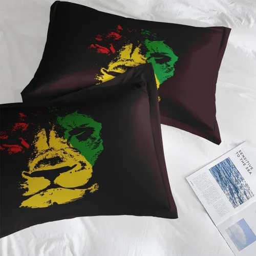 Miniatura 7 de Pamnest Juego de edredón tamaño individual, León amarillo africano, suave, 2 piezas de ropa de cama para niños y adultos, juego de edredón Rasta