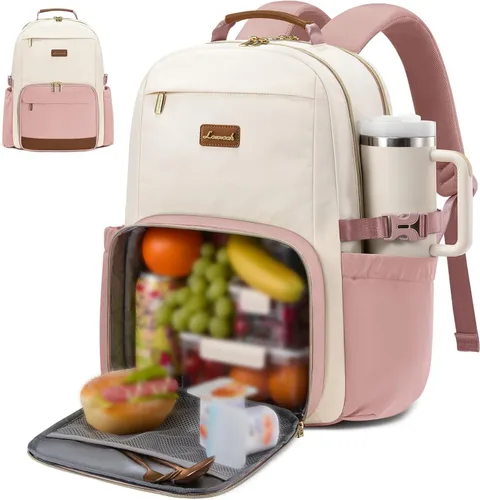 Miniatura 11 de LOVEVOOK Mochila para laptop para mujer con bolsillo para taza de gran capacidad, bolsa de computadora portátil de 15.6 pulgadas, mochila de viaje