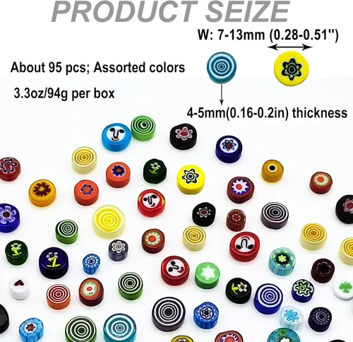 Miniatura 2 de EDFLIFE Millefiori de vidrio plano para suministros de fabricación de mosaicos, azulejos de mosaico para manualidades con azulejos de vidrio