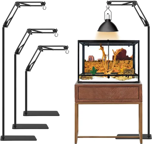 Soporte de lámpara de reptil, ajustable de 15.7 a 74.3 pulgadas, lámpara de calor, soporte de metal, soporte de luz de pie para lagartos, dragones,