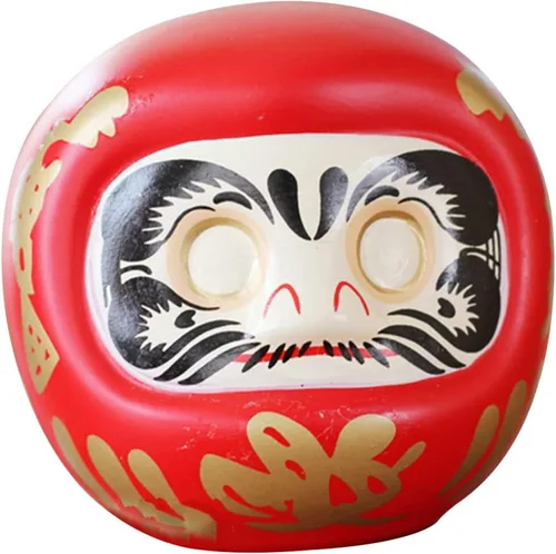 Tofficu Hucha japonesa Daruma – Figura de cerámica roja Daruma para decoración del hogar, ahorro para niños y decoración zen japonesa – 4.33 pulgadas