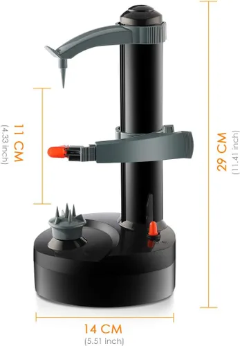Miniatura 3 de TOPCHANCES Pelador de patatas eléctrico automático multifuncional, cortador de frutas y verduras giratorio automático, herramienta de pelado de Negro