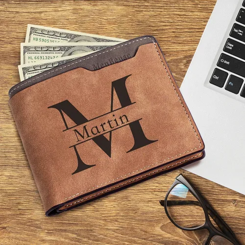 Miniatura 5 de Easycosy Cartera con fotos personalizada para hombres, regalo personalizado con imagen grabada y nombre para novio, marido, papá, padrinos de boda