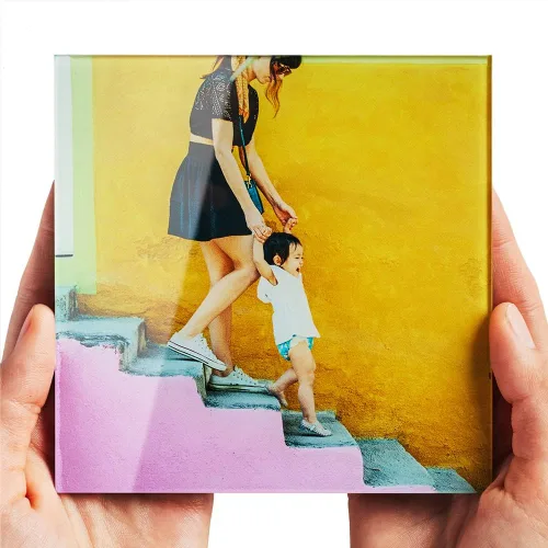 Fracture Impresión fotográfica de vidrio personalizada: 5 x 5 pulgadas, tamaño cuadrado pequeño, carga tu propia foto, impresión de vidrio de