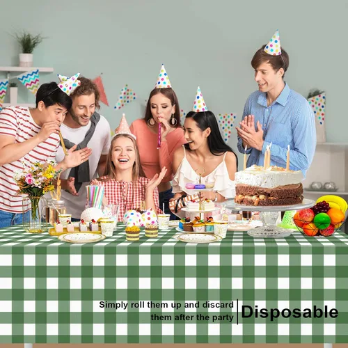 Miniatura 49 de Paquete de 6 manteles de plástico desechables azules y blancos a cuadros, manteles de plástico azules para fiestas, 54 x 108 pulgadas impermeables