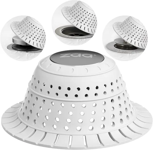 Miniatura 6 de zaa Atrapapelos para Desagüe de Ducha, Paquete de 2 Cubiertas de Desagüe de Bañera de Silicona Plegables Atrapapelos para Pelo de Perro y Protector