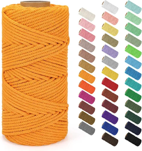 Miniatura 24 de Cordón de macramé de 0.079 in x 380 yardas (1140 pies), cuerda de algodón natural para colgar en la pared, ganchos de plantas, manualidades, Beige