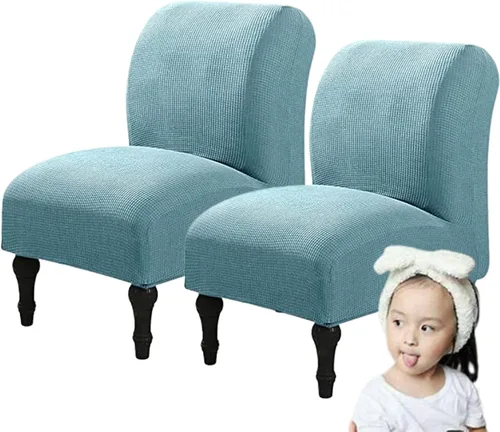 Miniatura 54 de Fundas elásticas para silla sin brazos, extraíbles y lavables, de elastano jacquard sin reposabrazos, protector de muebles para sala de estar, Verde