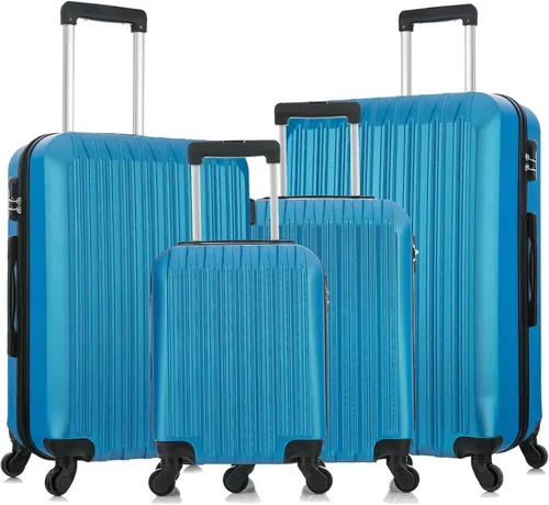 yotefe Juego de maletas rígidas, equipaje de viaje con ruedas, juego de maleta, maleta giratoria para mujeres y hombres, Azul, Juego de equipaje de
