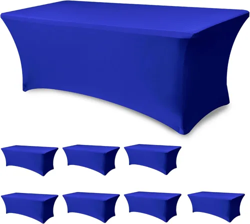 Miniatura 47 de Funda Elástica para Mesa para Mesas Rectangulares de 4 pies - Paquete de 8 Manteles de Spandex Azul Aguamarina con Elástico - Para Mesas Plegables