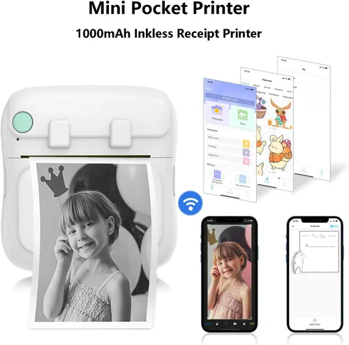 Miniatura 2 de Mini impresora, impresora portátil Bluetooth sin tinta con papel adhesivo y bolígrafo de color, fabricante de calcomanías térmicas para bricolaje