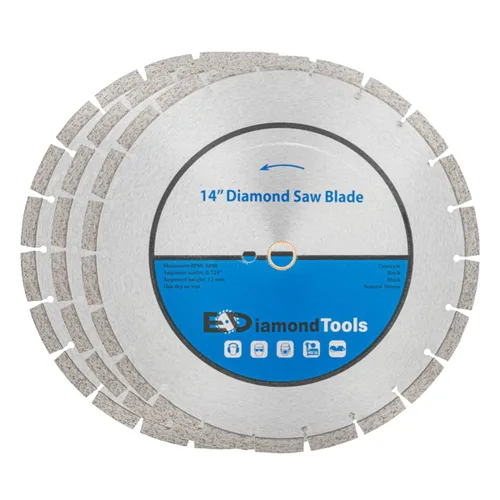 Miniatura 17 de Hoja de sierra de diamante segmentada de 4 "para hormigón, ladrillo, bloque y mampostería, altura de segmento de 0.394 in, eje de 7/8"-5/8