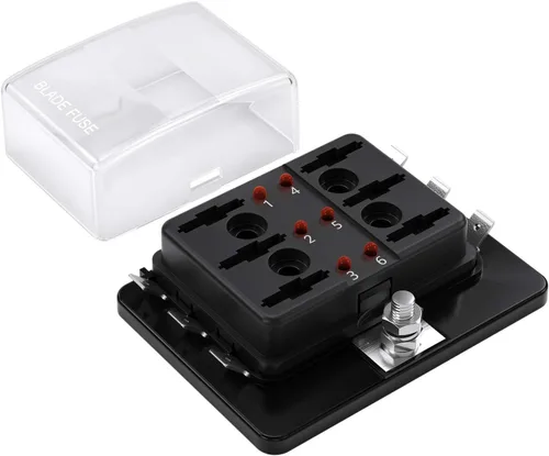 Miniatura 2 de Caja de fusibles de hoja de fusibles de 6 vías para autocaravana, caja de fusibles DC12~32V, 12V, indicador Jtron LED, bloque de fusibles