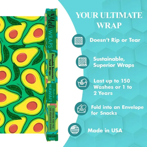 Miniatura 9 de Meli Wraps - Rollo de cera de abeja reutilizable, envolturas de cera de abejas sin residuos para cubrir alimentos, rollo de cocina