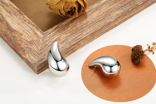 Miniatura 8 de Aretes de lágrima extra grandes, aretes de aro dorados gruesos para mujer, orejas sensibles, hipoalergénicos, de moda, joyería de gota de agua