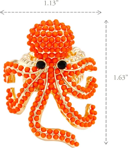 Miniatura 3 de Lavencious Anillo elástico de diamantes de imitación con diseño de pulpo para mujer, talla 7-9