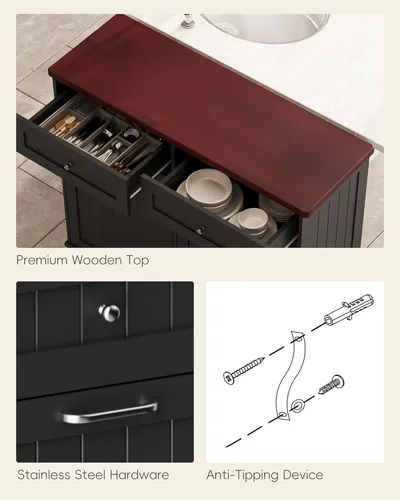 Miniatura 6 de Betterhood Gabinete de Basura Inclinable de 10 Galones de Madera Independiente Clasificador de Lavandería, Gabinete de Reciclaje con Cajón Oculto