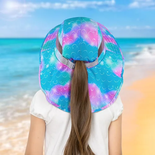 Miniatura 110 de Sombrero de sol para niños, protección UV, unicornio, verano, playa, jugar con ala ancha, solapa para el cuello para niñas y niños