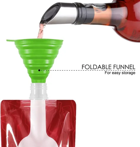 Miniatura 8 de SENAI - Paquete de 4 soportes plegables para frascos, bolsa de plástico reutilizable de 25.4 fl oz, portátil a prueba de fugas, perfecto para licor