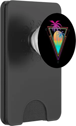 Miniatura 8 de Retro 1980s 1990s Vaporwave Palm Trees Sunset Beach Surf Art PopSockets Adhesive PopGrip