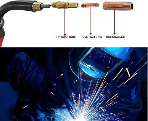 Miniatura 4 de 5PK MIG Boquilla de gas de soldadura 21-50 1/2" para Lincoln Magnum 100L K530 Series & Century & Tweco Mini/#1 Pistola de soldadura
