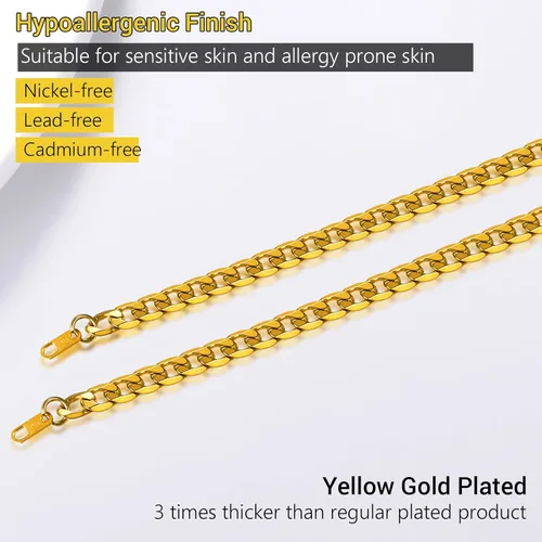 Miniatura 7 de PROSTEEL Pulsera de eslabones cubanos para hombre, negrooro de 18 quilates, acero inoxidable 316L, joyería de hip hop, ancho 0.236 in0.354 in0.512