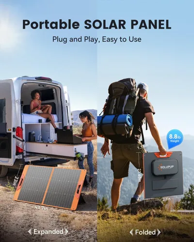 Miniatura 6 de SOLUPUP Panel solar portátil de 100 W para estación de energía, cargador solar plegable de alta eficiencia con cable DC/XT60/Anderson, salidas USB