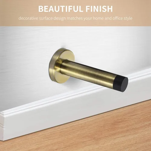 Miniatura 3 de Topes decorativos de puerta – Topes de puerta de acero inoxidable 304 resistentes de 3.5 pulgadas con punta de goma para protección de pared y Latón