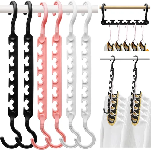Miniatura 10 de 4 Pack Esencial para Dormitorio Universitario para Niñas, Organizadores de Armario y Almacenamiento, Perchas de Plástico para Ropa con 5 Agujeros