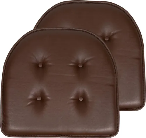 Miniatura 132 de Sweet Home Collection - Cojín de espuma viscoelástica para silla con capitoné, antideslizante, parte trasera de goma, en forma de U, 17 x 16 Piel
