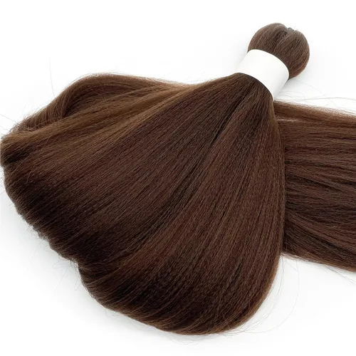 Miniatura 5 de pelo trenzado preestirado marrón, pelo trenzado Kanekalo, pelo trenzado preestirado de 26 pulgadas, 6 paquetes plegados, textura Yaki, extensiones