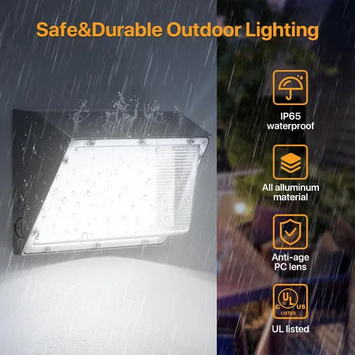 Miniatura 5 de Paquete de luz LED de pared de 120 W con fotocélula del atardecer al amanecer, 18,000 lm (150 LM/W) luz de inundación para montaje en pared al aire