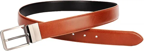 Miniatura 4 de thuizen Cinturón reversible de cuero genuino hecho a mano para hombre, color marrón