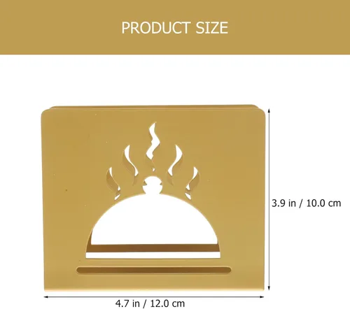 Miniatura 2 de Hollow-out Metal Napkin Holder Decorative Napkin Stand Vertical Tissue Organizer for Coffee Shops and Home Kitchen Table, Gold Finish
