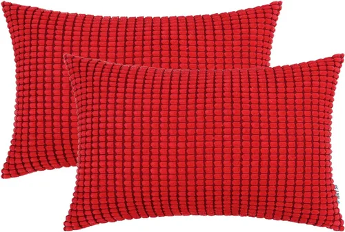 Miniatura 15 de HWY 50 Juego de 2 fundas de cojín de pana gris claro de 16 x 16 pulgadas, fundas decorativas suaves y sólidas para sofá, cama, sala de estar