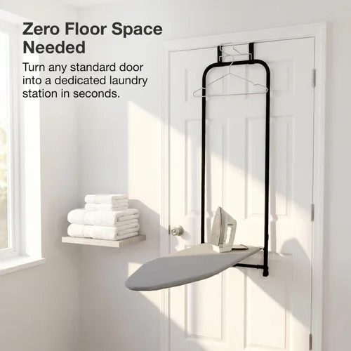 Miniatura 3 de Household Essentials Tabla de planchar sobre la puerta, cierre automático, delgada y compacta, perfecta para espacios pequeños, incluye cubierta
