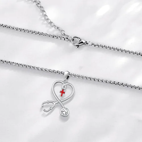 Miniatura 106 de Collar de alas de ángel de plata de ley 925, ángel de la guarda, enfermera RN caduceo, dije de ángel de cristal, joyería de regalo para mujer
