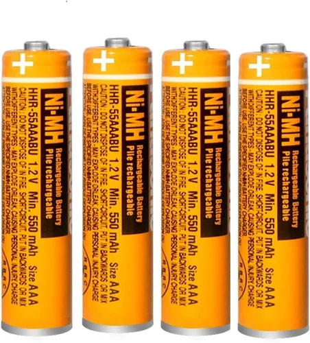 Paquete de 4 baterías recargables AAA NI-MH 1.2V 550mAh HHR-55AAABU AAA para teléfonos inalámbricos Panasonic