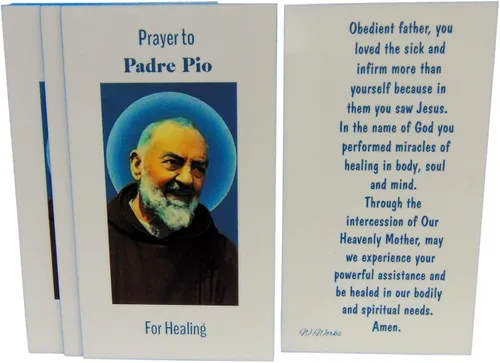 Miniatura 3 de Westmon Works St Pio Holy Card - Paquete a granel de tarjetas más gruesas con imagen de santa y oración del Padre Pios en la parte posterior, hechas