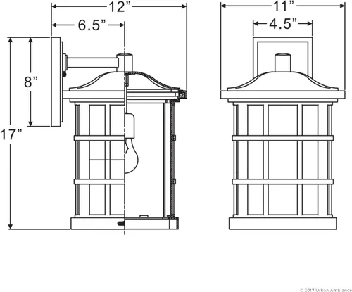 Miniatura 6 de Urban Ambiance UQL1236 - Lámpara de pared para exteriores, tamaño mediano: 17 pulgadas de alto x 11 pulgadas de ancho, con elementos