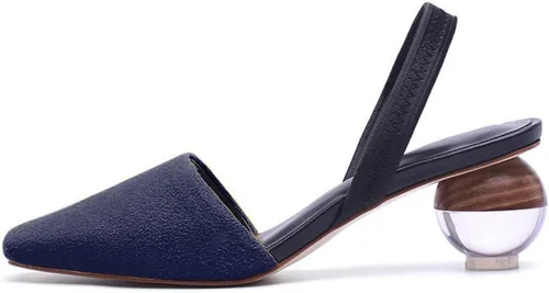 Miniatura 12 de Fericzot Mule Shoes Sandalias esféricas de tacón transparente Zapatillas de punta cuadrada Slip On Bombas Slingback Zapatos de vestir de boda