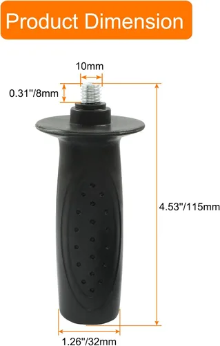 Miniatura 3 de Mango amoladora angular negra de rosca M10, herramienta de mango lateral de 4.5 x 1.26 pulgadas para amoladora angular, paquete de 2