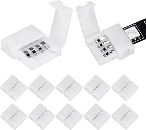 Miniatura 8 de WENHSIN 10 paquetes de conectores LED de 2 pines en forma de L para luces de tira LED de 10 mm de ancho, adaptador de extensión sin cable, sin
