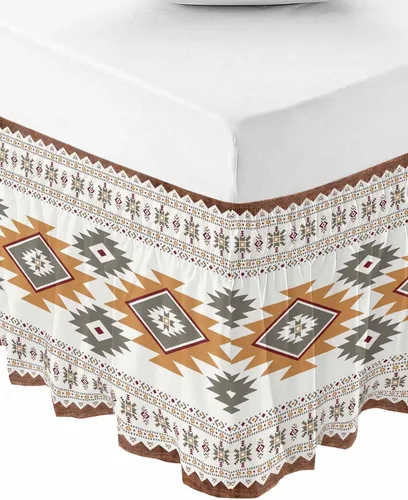 Miniatura 11 de Falda de cama de lunares tamaño Queen de 16 pulgadas de caída, falda de cama elástica ajustable con volantes para cama Queen, diseño de acuarela